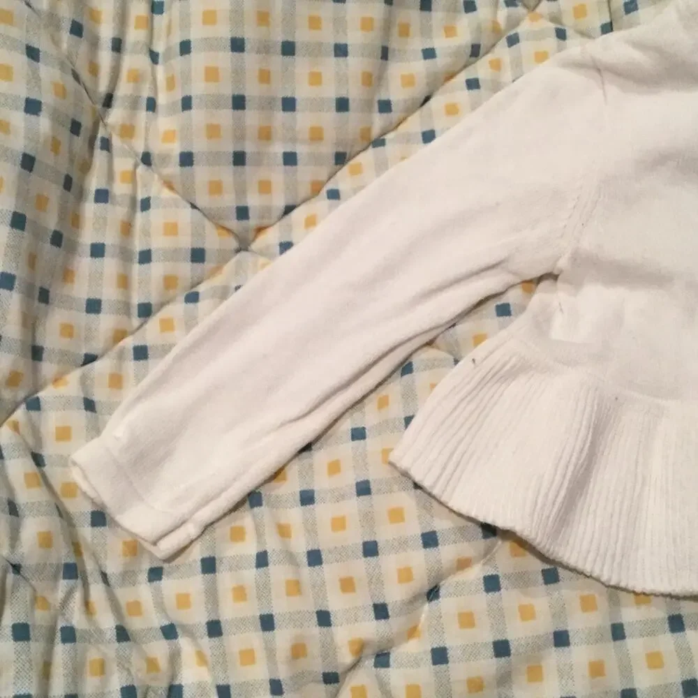 Gymboree White stain free ruffle peplum sweater
